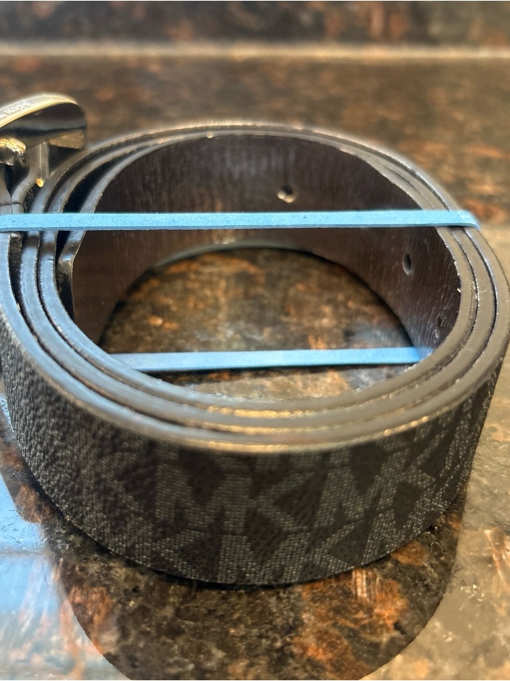 Michael Kors Black Logo-Print Womans Belt with Silver Buckle - Picture 5 of 11